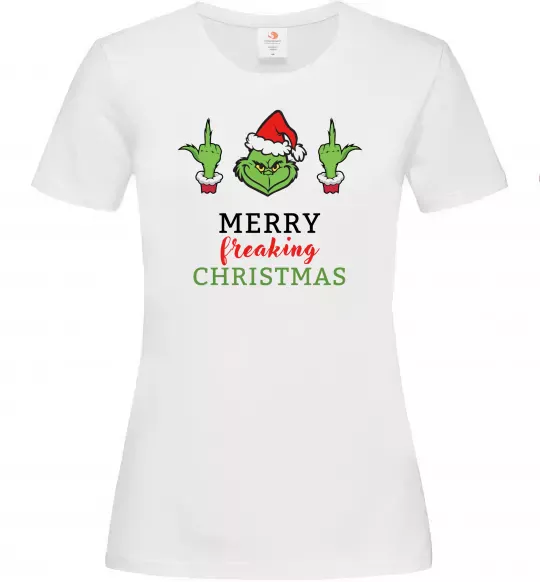 Жіноча футболка Грінч Merry Christmas Білий фото