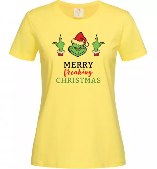 Жіноча футболка Грінч Merry Christmas Лимонний фото