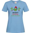 Жіноча футболка Грінч Merry Christmas Блакитний фото