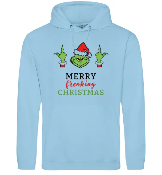 Чоловіча толстовка (худі) Грінч Merry Christmas Блакитний фото