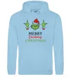 Чоловіча толстовка (худі) Грінч Merry Christmas Блакитний фото