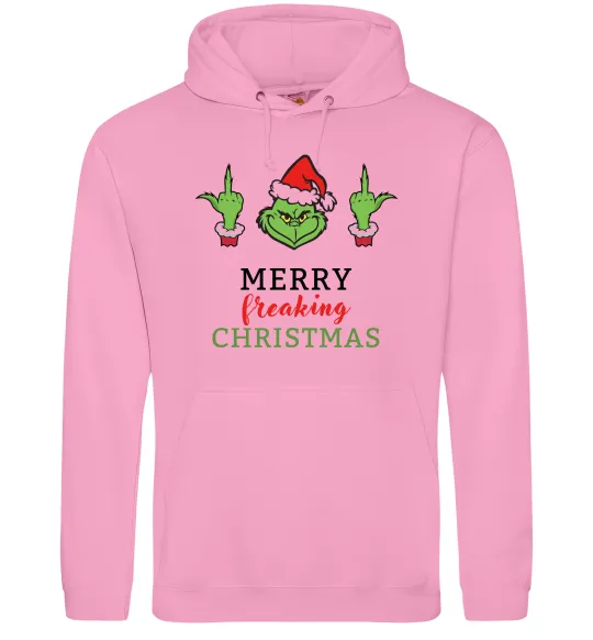Женская толстовка (худи) Грінч Merry Christmas Розовый фото