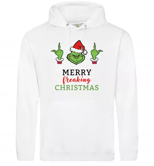 Женская толстовка (худи) Грінч Merry Christmas Белый фото