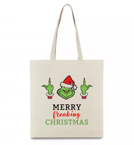 Эко-сумка Грінч Merry Christmas Бежевый фото
