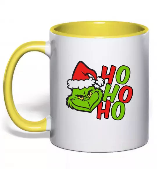 Чашка з кольоровою ручкою Grinch Ho-Ho-Ho Сонячно жовтий фото