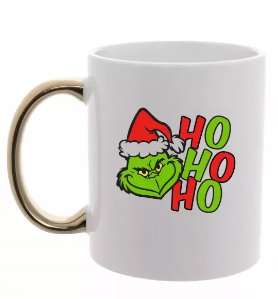 Чашка з кольоровою ручкою Grinch Ho-Ho-Ho Золото фото