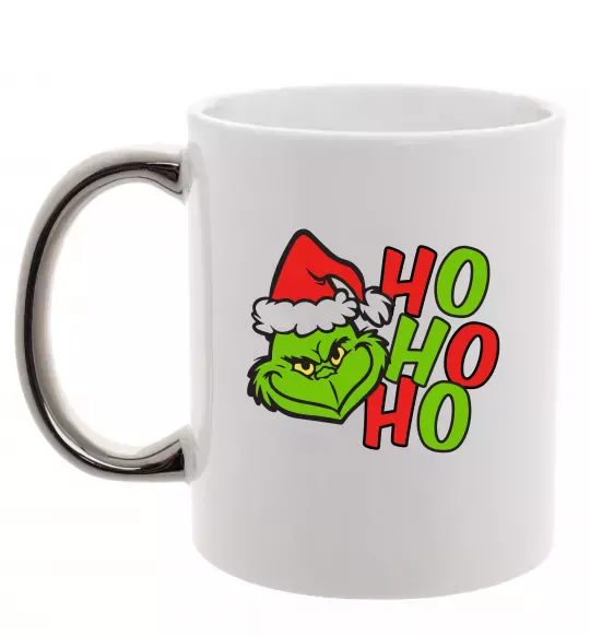 Чашка з кольоровою ручкою Grinch Ho-Ho-Ho Срібло фото