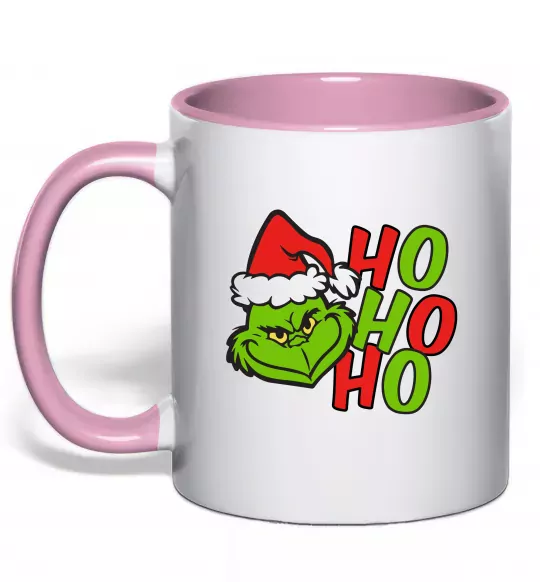 Чашка з кольоровою ручкою Grinch Ho-Ho-Ho Ніжно рожевий фото