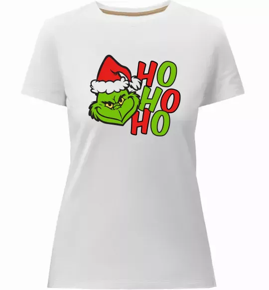 Женская премиум футболка Grinch Ho-Ho-Ho Белый фото