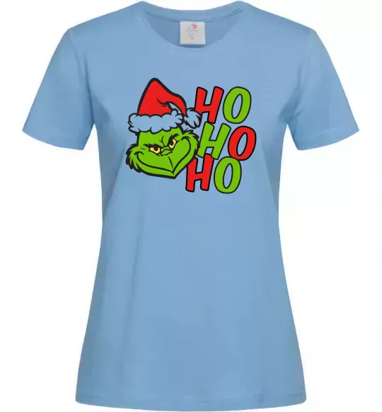 Женская футболка Grinch Ho-Ho-Ho Голубой фото