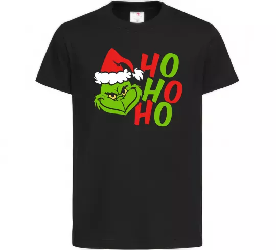 Дитяча футболка Grinch Ho-Ho-Ho Чорний фото