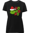 Женская премиум футболка Grinch Ho-Ho-Ho Черный фото