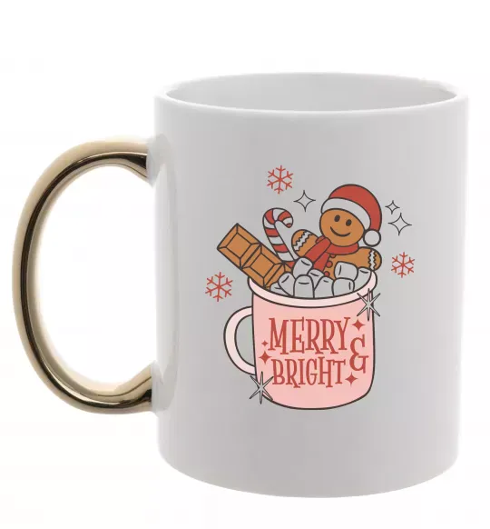 Чашка з кольоровою ручкою Печиво в чашці Золото фото