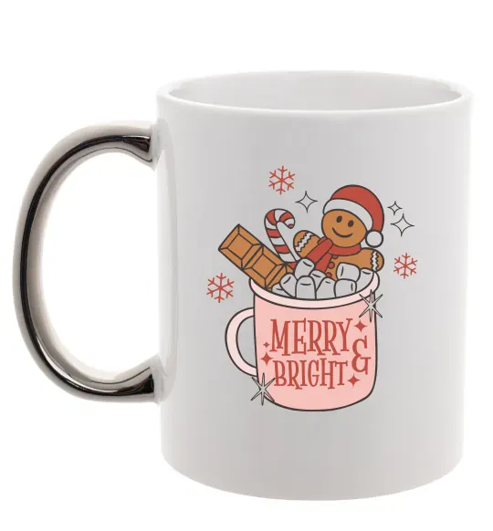 Чашка з кольоровою ручкою Печиво в чашці Срібло фото