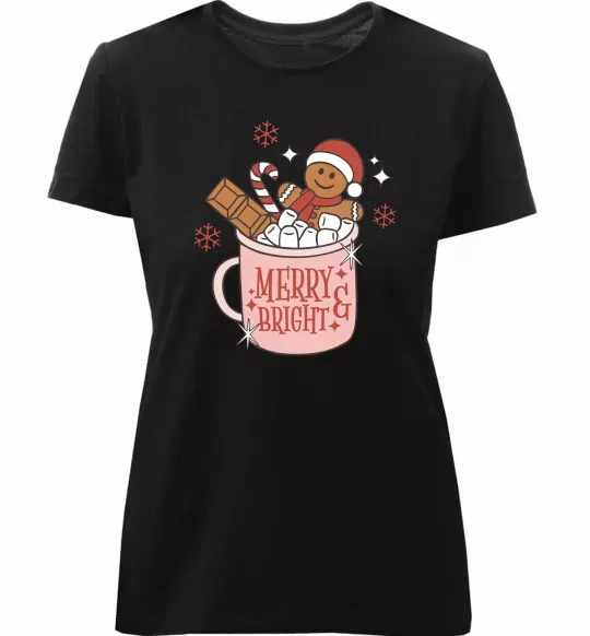 Жіноча преміум футболка Печиво в чашці Чорний фото