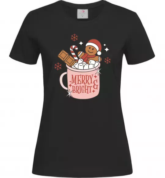 Жіноча футболка Печиво в чашці Чорний фото