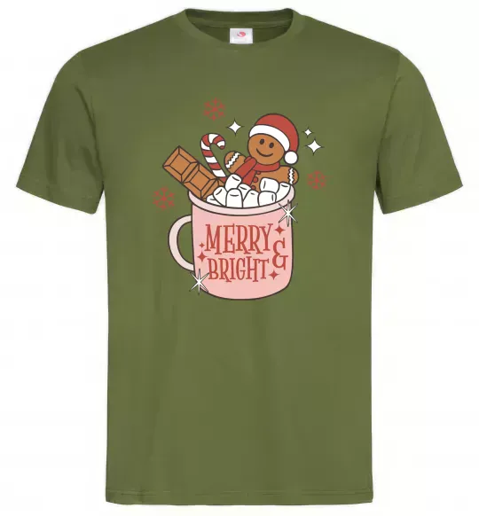 Чоловіча футболка Печиво в чашці Оливковий фото