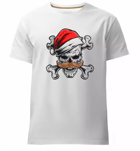 Чоловіча преміум футболка Новорічний череп Білий фото