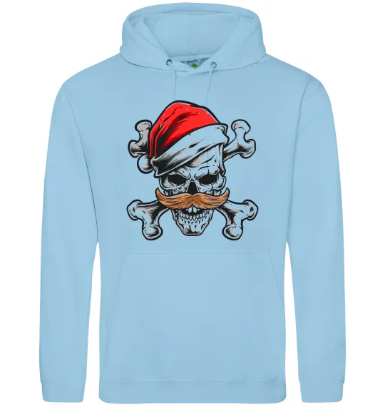Женская толстовка (худи) Новорічний череп Голубой фото