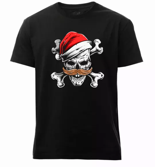 Чоловіча преміум футболка Новорічний череп Чорний фото