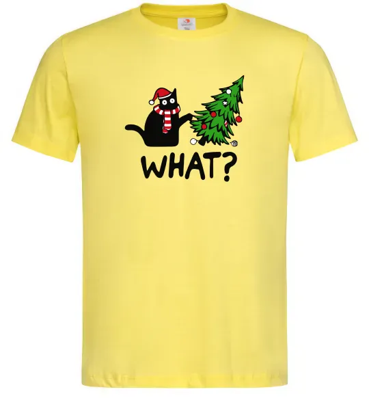 Мужская футболка Кіт ялинка Лимонный фото