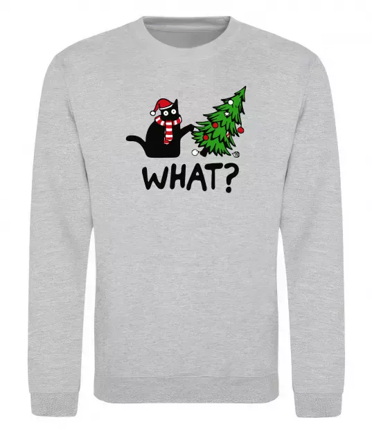 Свитшот Кіт ялинка Серый меланж фото