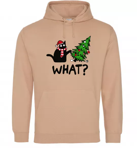 Мужская толстовка (худи) Кіт ялинка Песочный фото