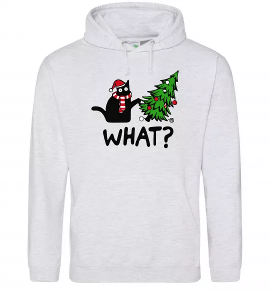 Жіноча толстовка (худі) Кіт ялинка Сірий меланж фото