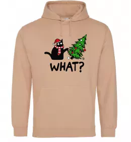 Женская толстовка (худи) Кіт ялинка Песочный фото