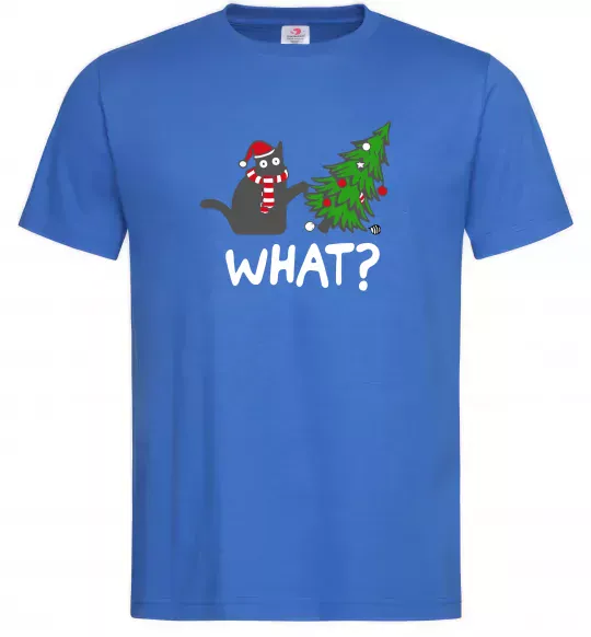 Мужская футболка Кіт ялинка Ярко-синий фото