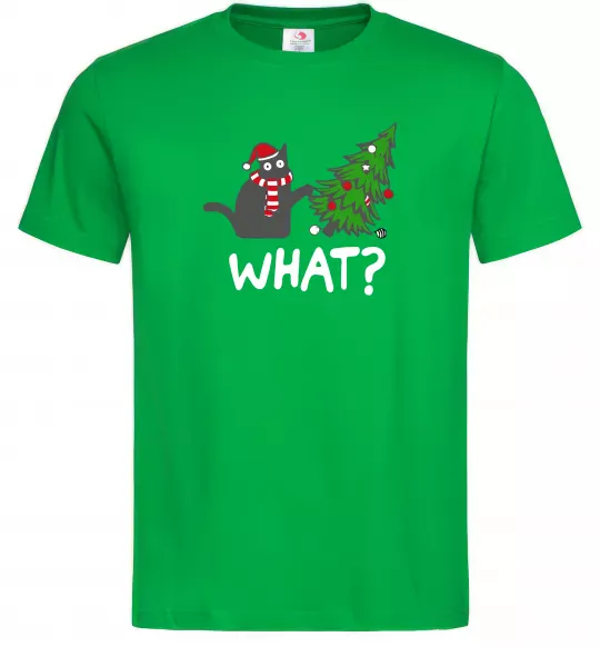 Мужская футболка Кіт ялинка Зеленый фото