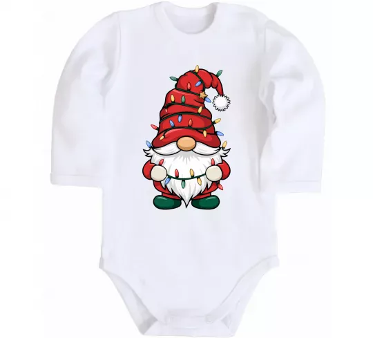 Дитячий бодік Новорічний гном Білий фото