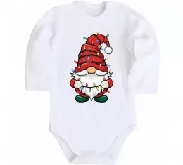 Дитячий бодік Новорічний гном Білий фото