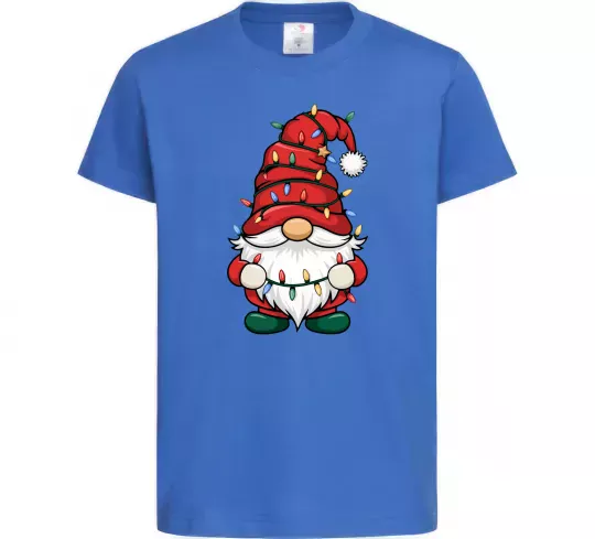 Детская футболка Новорічний гном Ярко-синий фото