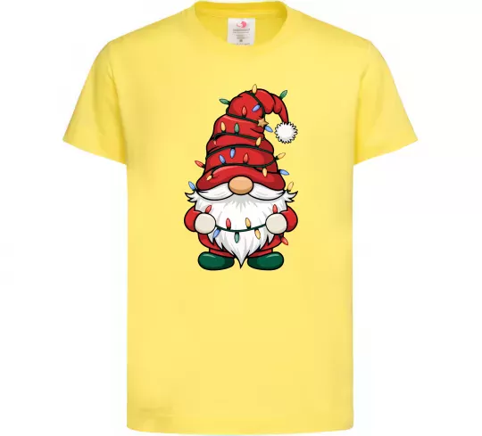 Детская футболка Новорічний гном Лимонный фото