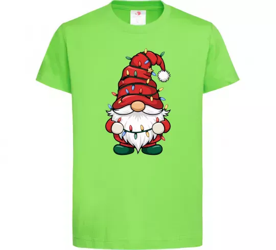 Детская футболка Новорічний гном Лаймовый фото