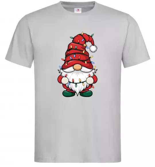 Мужская футболка Новорічний гном Серый фото