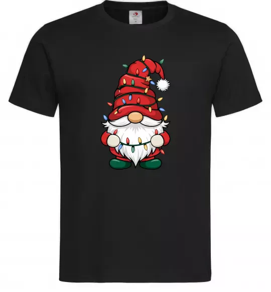 Мужская футболка Новорічний гном Черный фото