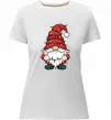 Женская премиум футболка Новорічний гном Белый фото