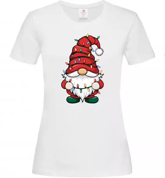 Женская футболка Новорічний гном Белый фото