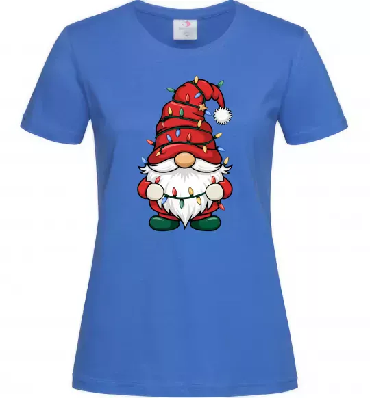 Женская футболка Новорічний гном Ярко-синий фото