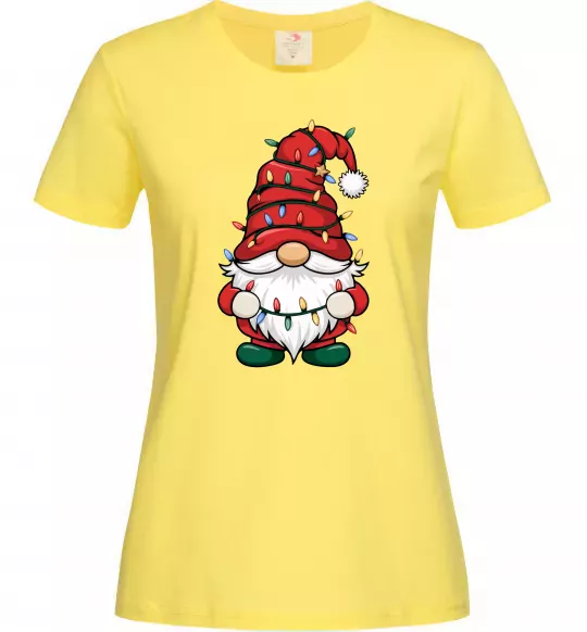 Женская футболка Новорічний гном Лимонный фото
