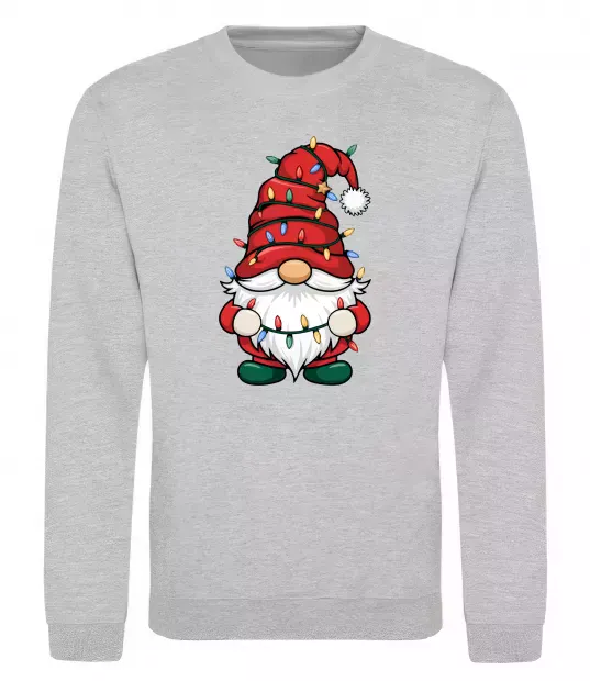 Свитшот Новорічний гном Серый меланж фото