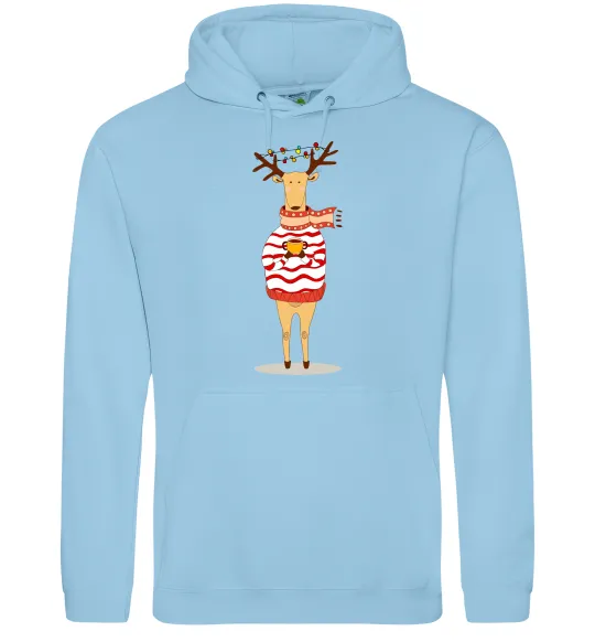 Мужская толстовка (худи) Новорічний Олень Голубой фото
