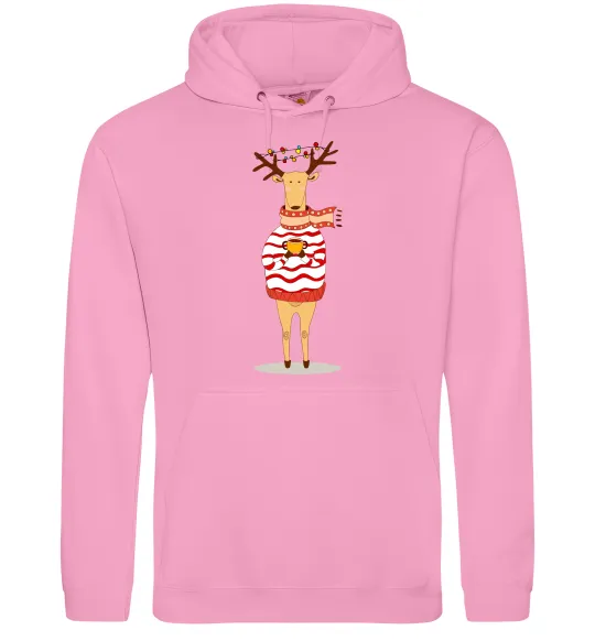 Женская толстовка (худи) Новорічний Олень Розовый фото