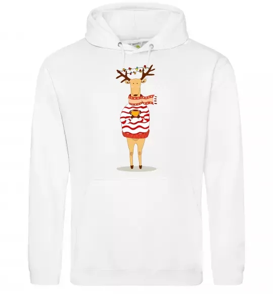 Женская толстовка (худи) Новорічний Олень Белый фото
