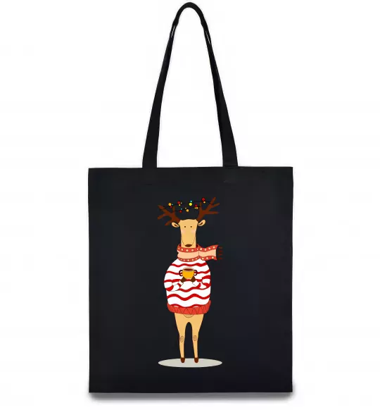Эко-сумка Новорічний Олень Черный фото