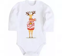 Дитячий бодік Новорічний Олень Білий фото