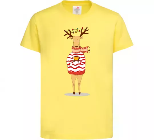 Дитяча футболка Новорічний Олень Лимонний фото