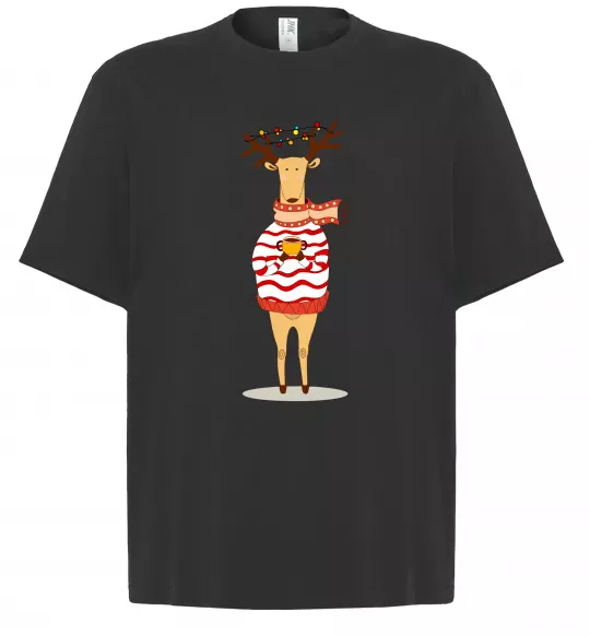 Футболка Оверсайз Новорічний Олень Чорний фото